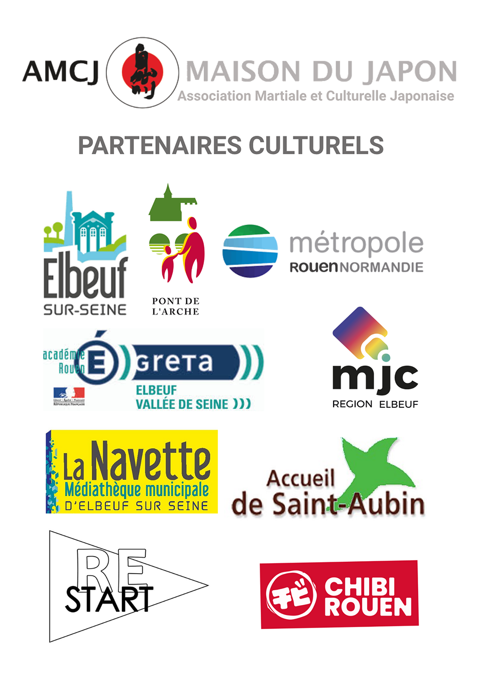 Logos des partenaires institutionnels et culturels de l'AMCJ - Maison du Japon