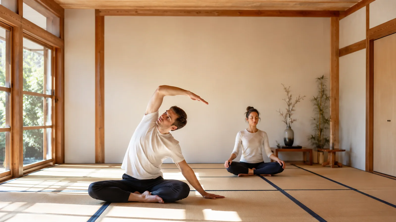 Séance de yoga japonais sur tatami à la Maison du Japon